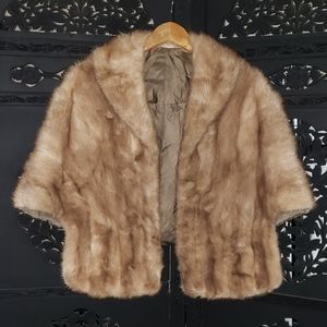 1950's Vintage Mink Fawn Color Fur Wrap Stole EUC